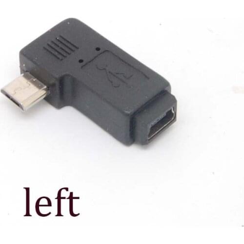 10pcs 90 left Angle Adapter micro USB Type A B male to mini USB feMale Charger
