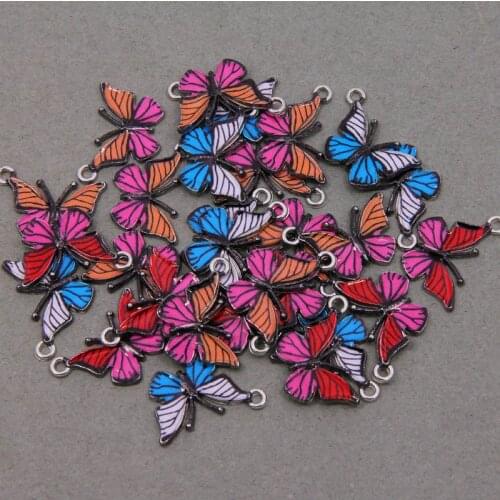 10pcs Color Enamel Cute Butterfly Charms Pendants DIY Necklace Earrings Jewelry Marking Jewelry Accessories