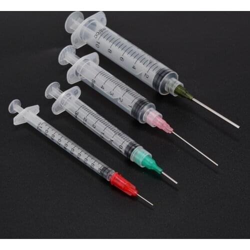 50pcs/Lot 1ml 3ml 5ml 10ml Luer Lock Syringes with 14G-25G Blunt Tip Needles and Caps for Industrial Dispensing Syringe