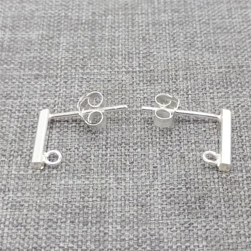 2prs of 925 Sterling Silver Bar Earring Posts w/ Ear Nut Stopper Ear Wire Post