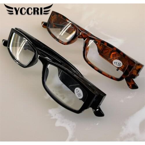 2021 LED Reading Glasses with Light Reading Glasses Money Detector Glasses Full Frame Reading Mirror with Bendable Temples
