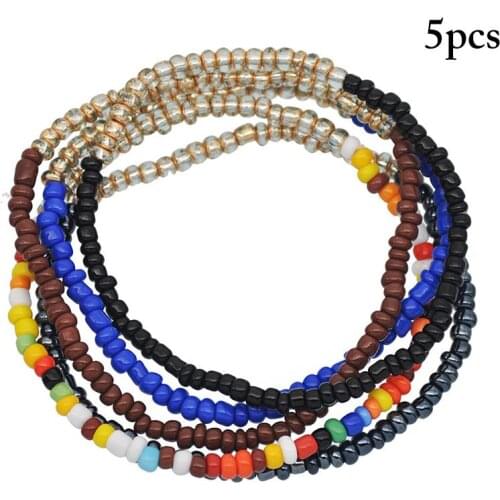 5Pcs/Set Bohemian Style Beaded Bracelet Elastic Ethnic Style Multilayer Bracelet Charm Bracelet Jewelry Accessories For Women