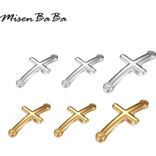 5PCS/Lot Stainless Steel Cross Charms Pendant For Bracelet Jewelry Making DIY Catholic Making Accessories