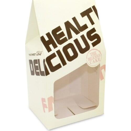 50pcs Vintage Candy Box Cake with Visual window Nougat Box Carton Tray DIY Paper Boxes Cake Candy Party Wedding gift boxes