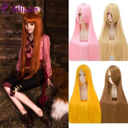 AILIADE Women 100cm Long Straight Hair Cosplay Wig Pink Purple White Brown 26 Color Heat Resistant Synthetic Wigs Party
