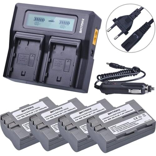 Batmax 4Pcs EN-EL3E EN EL3E ENEL3E Battery + LCD Rapid Dual Charger for Nikon D70 D70S D80 D90 D100 D200 D300 D300S D700 Camera