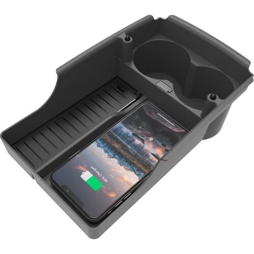 Car Wireless Charger T-Box with Cup Holder Wireless Charging Pad for Mobile Phone Tesla Tuning Accessories for Tesla Model S X