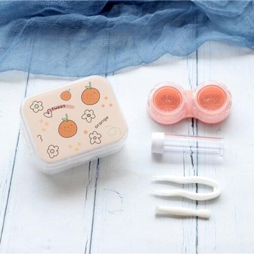 Cute Eyes Contact Lens Tweezers Kit New Mini Contact Lens Case Container Box Flowers Contact Lenses Holder Storage Box Case