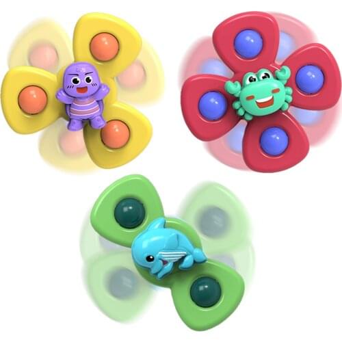 Kids Baby Toy Spin Sucker Spinning Toy Top Hand Spinner With Suction Cup Classic Gyroscope For Kids Bathing Bath Toy