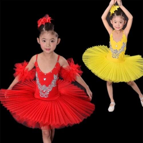 Children Yellow/White/Blue/Rose/Red Black Swan Costume Kids Ballet Dance Costume Stage Professional Ballet Tutu Dress For Girl