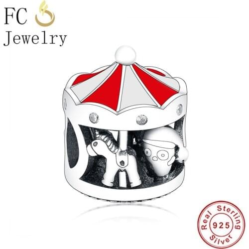FC Jewelry Fit Original Brand Charm Bracelet 100% 925 Silver Love Peace Believe Carousel Bead Making Christmas Kids Berloque