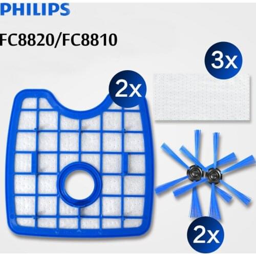 7pcs/lot vacuum cleaner hepa filter*2+round brush*2+floorcloth*3 for Philips Robot FC8820 FC8810 FC8066 robot accessories