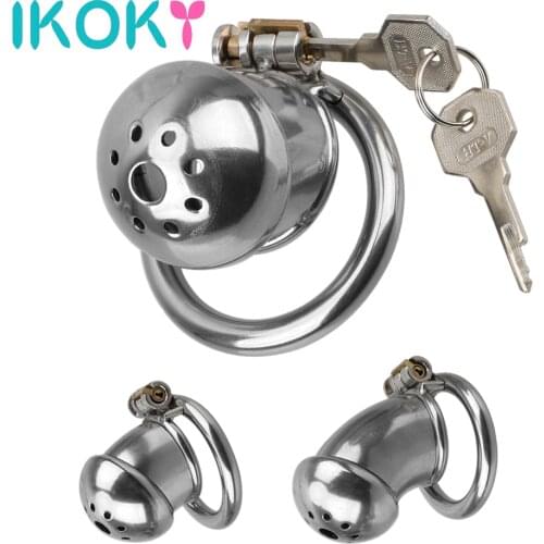 IKOKY Stainless Steel Chastity Belt Penis Ring New Male Chastity Device Adult Games Sex Toys for Men Bird Cock Cage Lock