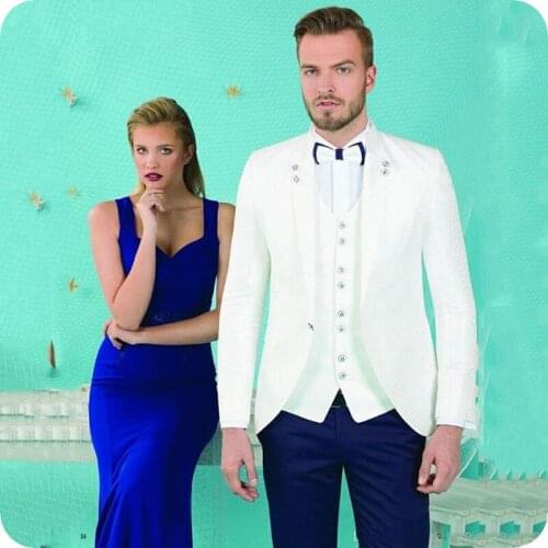 White Man Classic Suits Slim Fit Wedding Groom Tuxedo Terno Masculino Man Blazer 3Piece Latest Coat Pants Party Costume Homme
