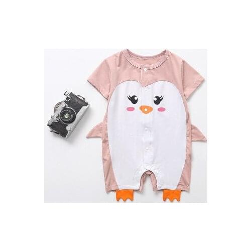 Infants Romper Summer Penguin Jumpsuit Cute 3D Wing Short Sleeve Round Collar Crotch Buttons Clothes Cotton romper outing romper