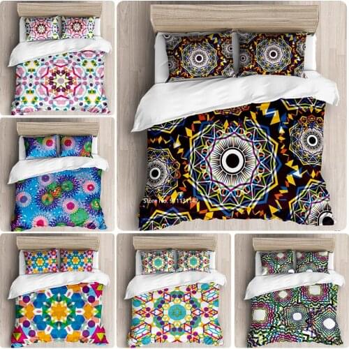 3D High Quality Color Ethnic Pattern Digital Printing Bedding Set Luxury Art Down Bed Cover Pillowcase Home Textile