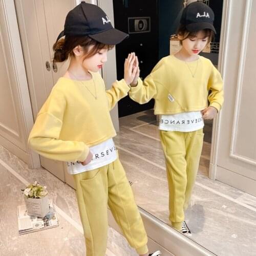 Scoop Spring Autumn Baby Girls Suit Sweatshirts + Pants 2pcs Kids Teenage Outwear Children Clothing Sportwear High Quality