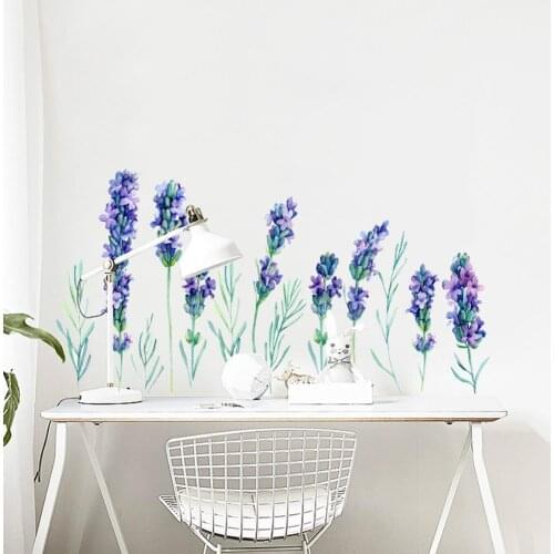 Lavender Wall Sticker Exquisite Removable PVC Lavender Wall Decal Paper for Home Bedroom Living Room TV Background