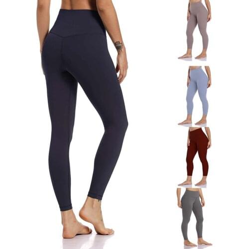 High waist yoga exercise Leggings womens Yoga Pants fitness gym solid color tights 2021 sportswear pants Running Yoga