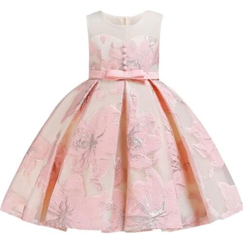 Summer princess mesh dresses first communion girls flower wedding clothes children baby fluffy costume vestido ladies dress