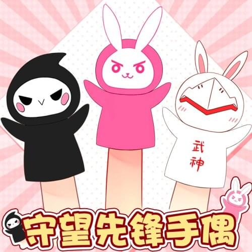 Cute Game OW D.va Genji Anime Copslay Plush Hand Puppet Toys Soft Kawaii Stuffed Doll for Boys Girls Gifts Cosplay Props