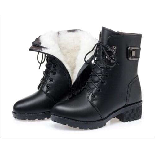 Fashion Autumn Winter Boots Women Genuine Leather New Keep Warm Non-slip Ladies Ankle Boots Snow Boots Women shoes Large size