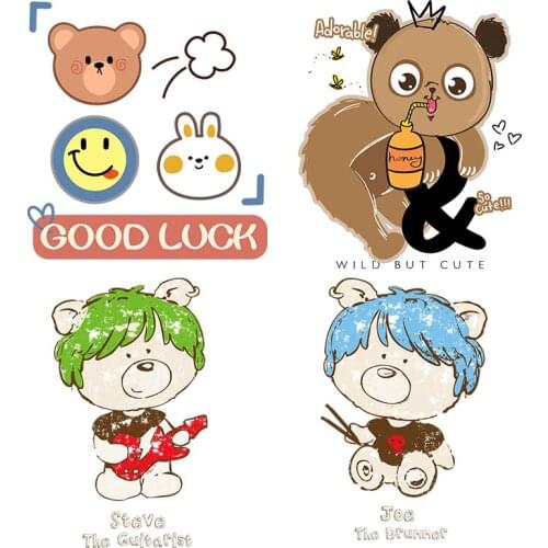 Cartoon animals Ironing stickers Applique on Clothes Garment Accessories Stickers on fabric Heat Transfer PVC Patch