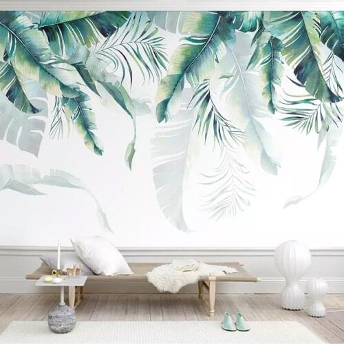 Custom Any Size Wall Mural Papel De Parede 3D Abstract Banana Leaves Photo Wallpaper Living Room Sofa TV Background Home Decor