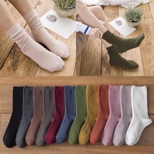 12 Colors Cotton Women Socks Solid Black White Harajuku Socks Casual Sock Knitting Socks Women Sock Cute Comfortable