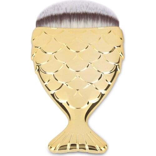 Foundation Makeup Brush Fish Shaped Powder Blusher Cosmetic Makeup Brush Tool Kit Fishtail Bottom Contour Brushes