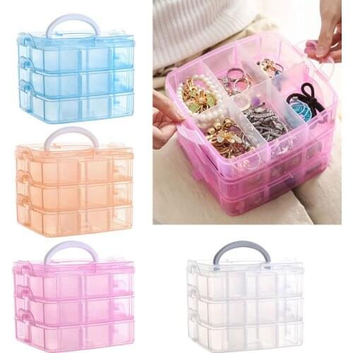 Transparent Portable Large Jewelry Organizer Removable Grids Jewelry Storage Rings Necklaces Box Container Case Display