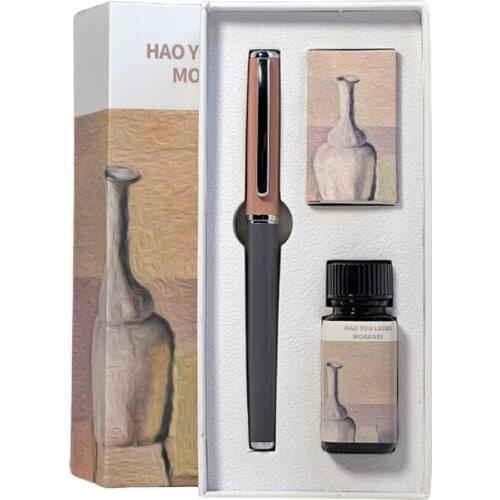 40JB Morandi Calligraphy Pen w/ 4 Pcs Ink Sac 20ml Ink Bottle 1 Ink Absorber Refillable Writing Practice Pen Kit for Students