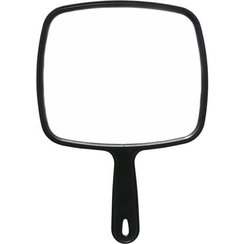 Hand Mirror, Black Handheld Mirror with Handle, Salon Barber Hairdressing Handheld Makeup Mirror for Men Women, Square Black