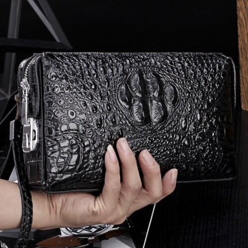 Crocodile pattern anti-theft password lock wallet genuine leather wallet mens clutch bag business wallet large capacity purse