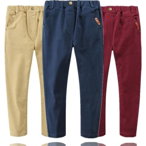 Kids Boys Pants Spring Autumn Fashion Elastic Cotton Design Causal Trousers For Boy 110-150CM Children Clothes LM038
