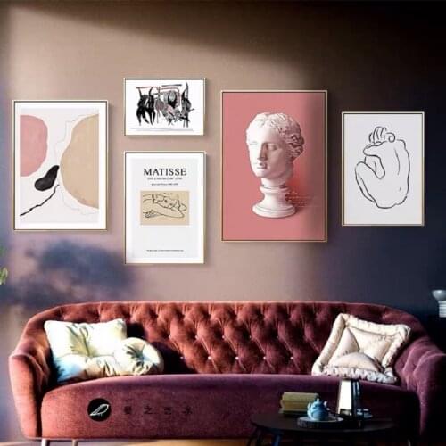 Nordic Minimalist Abstract Line David Plaster Canvas Paintings Matisse Posters Prints Wall Art Pictures for Living Room Decor