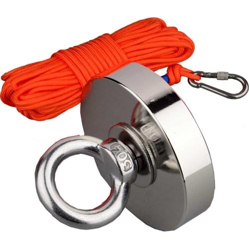 700LBS Magnet Design Super Powerful Neodymium Magnet Hole Salvage Magnets Fishing Magnet Magnetic Material Base with 10m Rope