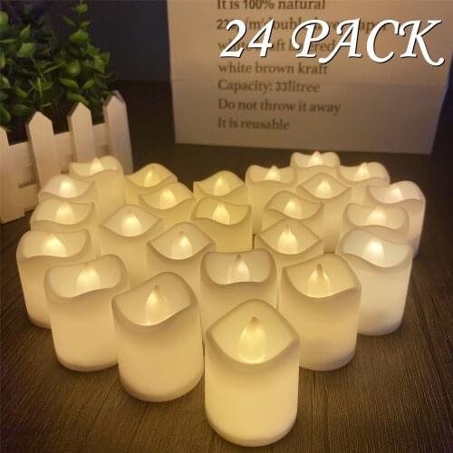 12/24Pcs LED Candles Light Flameless Tea Lights Warm White Creative Night Light for Home Wedding Party Christmas Decoration Lamp