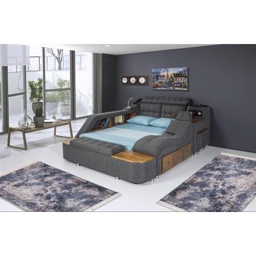 Smart Bed Cot Bedroom Furniture Frame Drawer Modern Reasonable Price Linen Fabric Stain Resistant Easy Cleaning Reliable