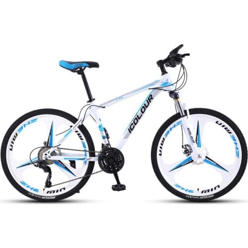 24/26 Inch 27/30 Speed Front Damping Fork Double Disc Brake Integrated Wheel Mountain Bike Aluminum Alloy Racing Adult