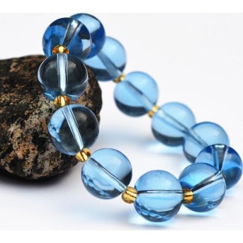 High Quality 10mm Blue Round Beads Bracelets Yellow small Beads Bracelets Bangles Gift for Women Fashion Jades Jewelry