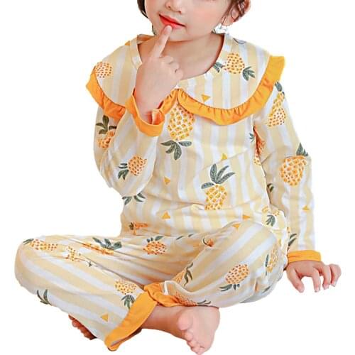 3-12 Year Wear Girl Autumn Spring Long Sleeve Cotton Pajamas Sets Cute Print Girl Sleepwear Set Kid Home Wear Christmas Gift