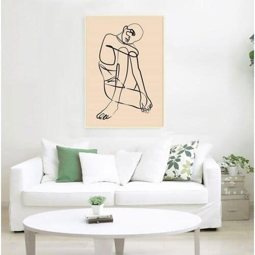 Woman Body Fine Line Print Abstract Art Drawing Picture Canvas Painting Scandinavian Wall Art Poster Minimalist Boho Home Decor