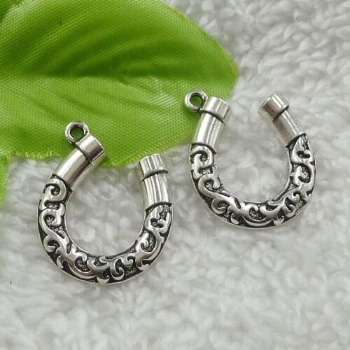 120 pieces antique silver clevis charms pendant 29x22mm #4612