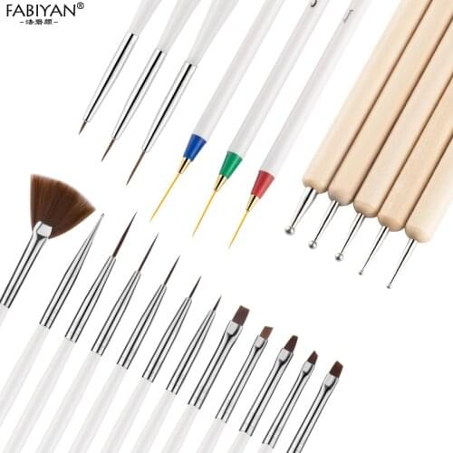 23Pcs Nail Painting Brush Flower Liner Grid Design UV Gel Polish DIY Dotting Dot Pen Manicure Tools