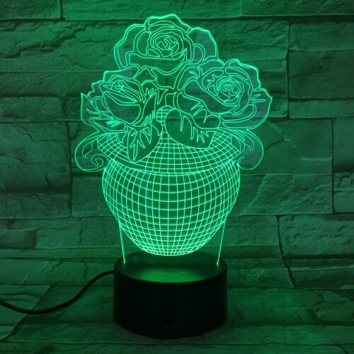 3D Lamp The Vase Battery Powered Color Changing with Remote Touch Sensor Visual Light Effect Dropshipping Led Night Light Lamp
