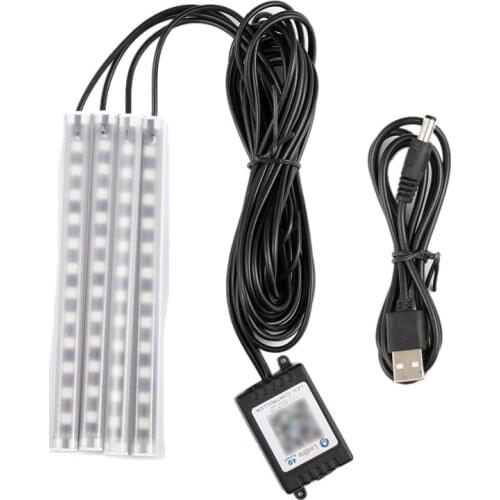 4Pcs Car LED Atmosphere Lamp with APP Light Strip Bluetooth RGB Remote