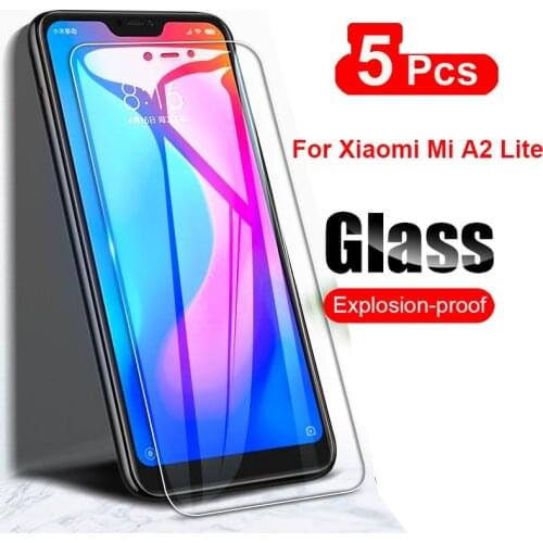 5Pcs Tempered Glass For Xiaomi Mi A2 Lite Screen Protector Film For Xiaomi Mi A2 Lite ShockProof Glass Guard 9H Ultra Clear