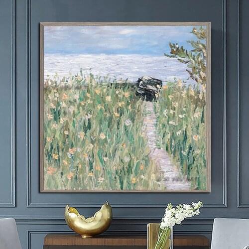 Abstract Oil Painting Green Landscape Large Size Canvas Handmade Wall Art Minimalist Decoration Modern Living Room