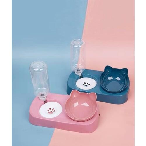Automatic Feeder Pet Cat Bowl With Water Fountain Dispenser Dog Cat Food Bowl rinking Raised Stand Dish Bowls with Pet Supplies